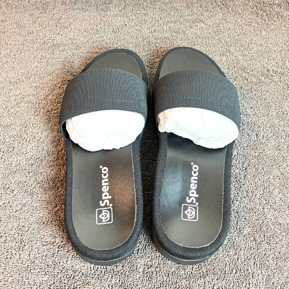 Spenco Womens Black Wide Band Sunset Comfort Flats Sandals Shoes Size 8 - Picture 6 of 11